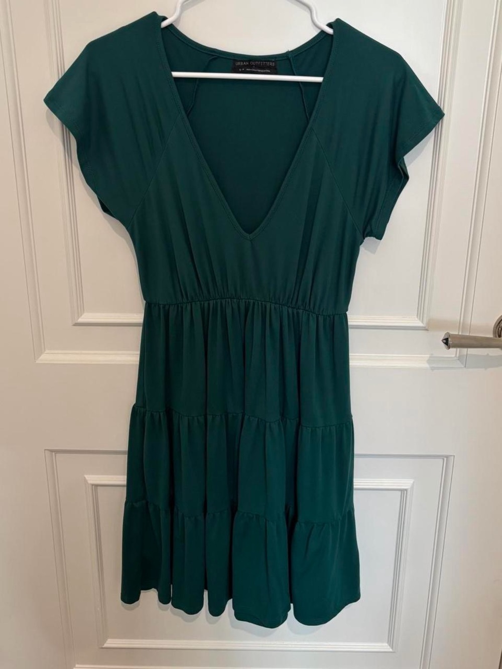 Urban Outfitters Dark Teal Tiered V-Neck Mini Dress